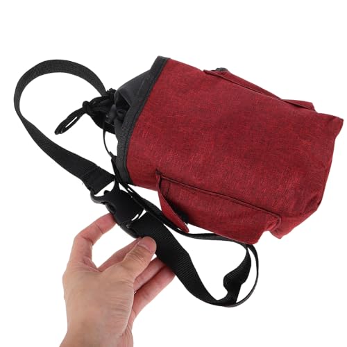 Large Chalk Bag for Rock Climbing with Zipper Storage Pockets Oxford Cloth Chalk Pouch for Bouldering Burgundy Drawstring Waist Pack for Climbing Accessories