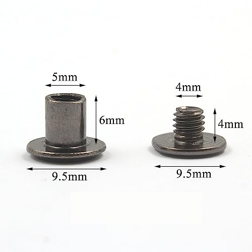 Gun Metal Chicago Binding Screws Assorted Kit Nail Rivet Chicago Button DIY Leather Decoration Bookbinding Round Flat Head Stud Screw (Gun Metal 3/16"x1/4"-50 Sets) - size: Gun Metal 3/16"x1/4"-50 sets