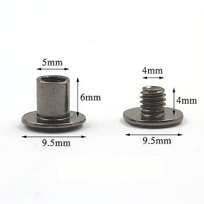 Gun Metal Chicago Binding Screws Assorted Kit Nail Rivet Chicago Button DIY Leather Decoration Bookbinding Round Flat Head Stud Screw (Gun Metal 3/16"x1/4"-50 Sets) - size: Gun Metal 3/16"x1/4"-50 sets