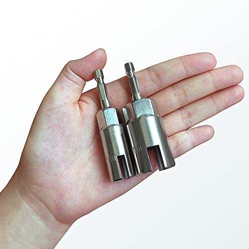 2 Pack 1/4" Hex Shank，Power Wing Nut Driver Set,Slot Wing nuts Drill Bit Socket Wrenches Tools Set, Drills Bits for Panel Nuts screws eye C hook bolt (2 Pack 2 Size （12mm,18mm）)