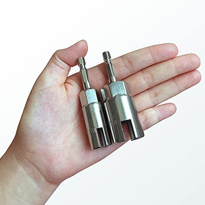 2 Pack 1/4" Hex Shank，Power Wing Nut Driver Set,Slot Wing nuts Drill Bit Socket Wrenches Tools Set, Drills Bits for Panel Nuts screws eye C hook bolt (2 Pack 2 Size （12mm,18mm）)