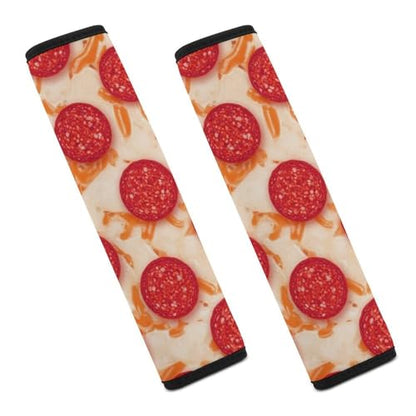 2 Pack Pepperoni Pizza Realistic Food Car Seat Straps Shoulder Pads Universal Fit Neck Strap Covers for Adults and Children, All Vehicles, Pressure Relief - color: Pattern 753