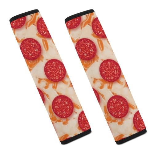 2 Pack Pepperoni Pizza Realistic Food Car Seat Straps Shoulder Pads Universal Fit Neck Strap Covers for Adults and Children, All Vehicles, Pressure Relief - color: Pattern 753