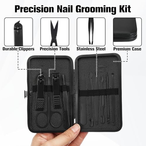 Nail Clippers Sets Manicure Stainless Steel Nail Grooming Cutter Kit Travel Pedicure Care Tools Accessories File Tip Tweezers Cuticle Pusher for Women Dad Men Teen Boys Boyfriend