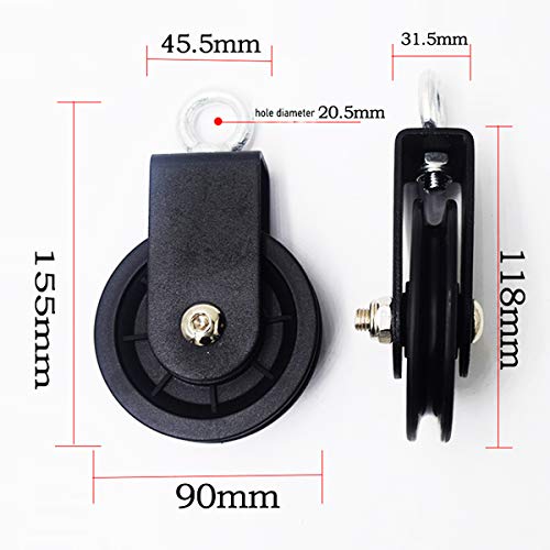 LFJ 3.54 in/90 mm Cable Pulley 360 Degree Rotation Traction Wheel for LAT Pulley System DIY Attachment Lifting Blocks,hoists,Ladder Lift, Gym Equipment, DIY Home Projects, Clothesline, Shop Lifts (1)