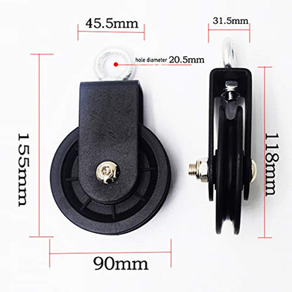 LFJ 3.54 in/90 mm Cable Pulley 360 Degree Rotation Traction Wheel for LAT Pulley System DIY Attachment Lifting Blocks,hoists,Ladder Lift, Gym Equipment, DIY Home Projects, Clothesline, Shop Lifts (1)