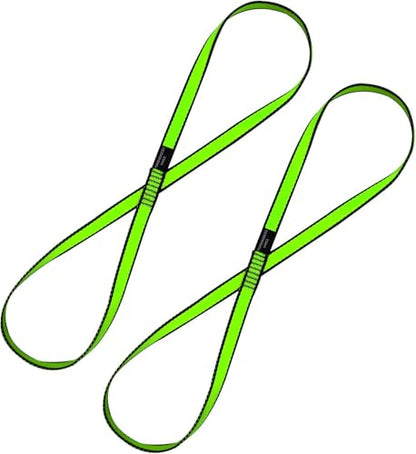 KIKIGOAL 18MM Nylon Climbing Sling Runner 23KN CE2008/EN566 Rock Climbing Webbing Straps for Outdoor Climbing, Rappelling, Swing, Yoga Hammock etc - size: 120 cm (48 inches), style: 2PCS GREEN
