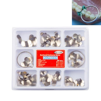 1.398 Dental Matrix Bands Soft Metal Sectional Contoured Matrices Kit | Stainless Steel, Sectional Contoured Metal, With Ledges, Assorted Sizes, Soft Metal - style: No1.398