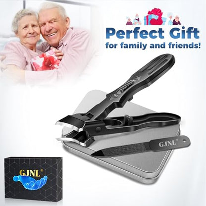 Toenail Clippers for Thick Toenails and Ingrown Nails | Heavy Duty Nail Clippers for Men with Wide Jaw Opening, Anti-Splash Slanted Curved Ingrown Toenail Clippers Nail Cutters - color: Black Slanted Nail Clippers