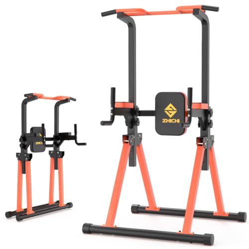Z ZHICHI Foldable Pull-Up Dip Station Weight Capacity 400LBS - color: black