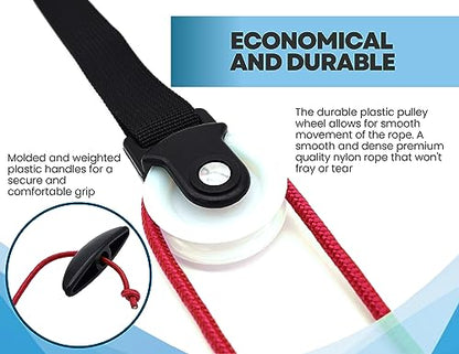 LiftAid Shoulder Pulley for Physical Therapy with Exercise Guide - Improves Shoulder Strength & Range of Motion - Reduces Pain, Helps in Muscle Recovery - Physical Therapy Equipment (Red) - color: Red
