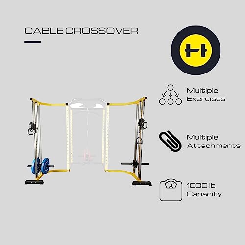 HulkFit Multi-Functional Adjustable Pro Series Power Rack Power Cage Exercise Equipment for Home Gym with Squat Rack Attachments and Accessories - Bench Press, Squats, and Deadlifts - Multicolor - style: Cable Crossover