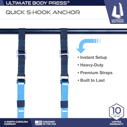Ceiling Mount Pull Up Bar with 48” Straight Bar and 14” Risers, Fits 16” and 24” Joist by Ultimate Body Press - color: Ceiling Mount Pull Up Bar and Strap System