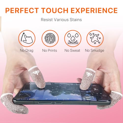 10 Pack Silver Fiber Dedales Gamer Anti Slip Sweat Proof Gaming Finger Sleeves Cots Mobile Phone Gloves Guantes para Durable Thumb Covers for Pubg (Pink 10-Pack + Storage Box) - color: Pink 10-Pack + Storage Box