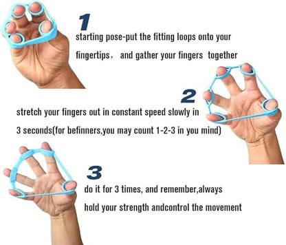 Finger Stretcher Resistance Bands(3 PCS), Hand Extensor Exerciser for Arthritis Carpal Tunnel Exercise, Gripper Set for Guitar and Rock Climbing