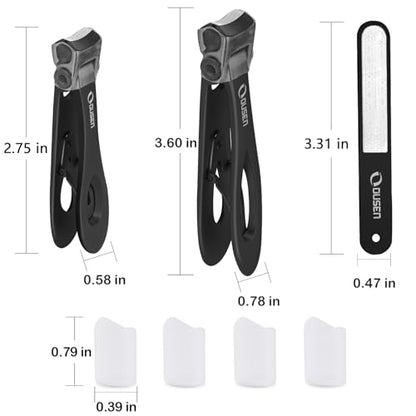 Nail Clippers with Catcher - Anti Splash Wide Jaw Opening Thick Toenail Clippers for Seniors | Self-Collecting Fingernail Cutter Heavy Duty Toe Nail Clippers for Men&Women | Black | L&S - color: Black (L + S)