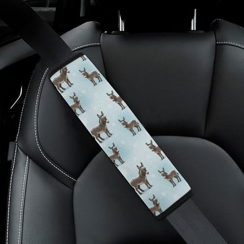 2PCS Breathable Seat Belt Cover for Adults and Children, Most Cars, Donkey Snow Shoulder Harness Cover, Shock Absorption - color: Pattern 889