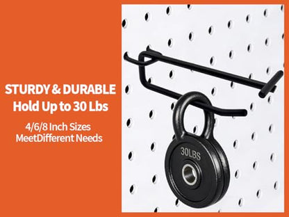 8" Pegboard Hooks with Label, 50Pcs Heavy Duty for 1/4" Board, Garage Storage - size: 8inch-50pcs