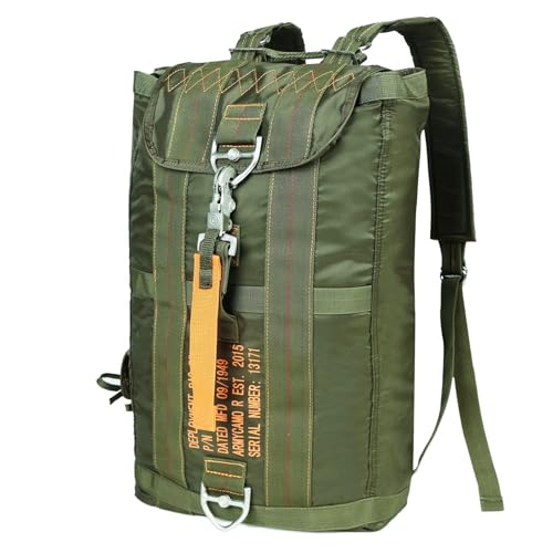 Military Tactical Backpack with Parachute Buckles, Nylon Daypack | Built for men and women for travel, outdoor hiking, camping, trekking, climbing, college, and daily carry - color: Green