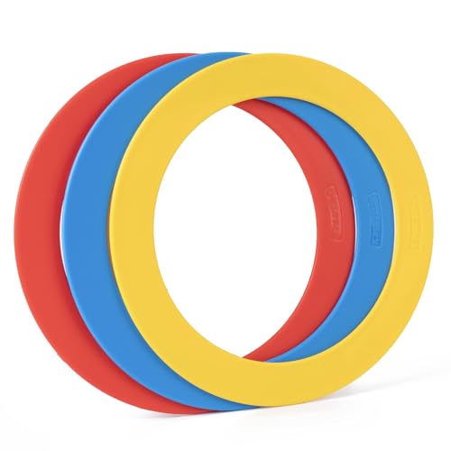 Juggling Rings Set of 3，Learn to Juggle with Juggling Rings for Beginners & Professionals，9.5" Diametert (Blue/Red/Yellow)