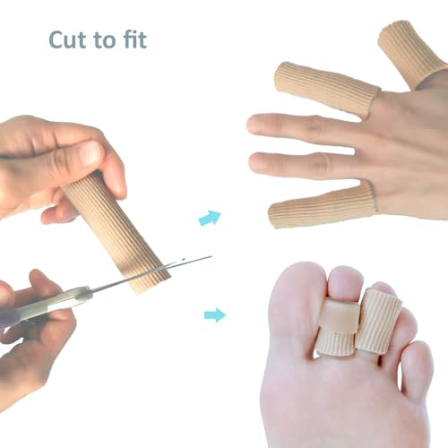 SOHLER 6 Packs Closed Toe Caps Finger Covers Sleeve Protectors, Elastic Fabric Lined with Soft Gel (Small) - size: Small