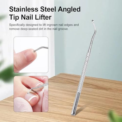 Eagle Beak Nail Clippers for Ingrown & Thick Nails – Beveled/Slanted/Angled Blades, Long Handle Wide Jaw, Anti-Splash Ultra Sharp Stainless Steel Edge 3-Piece Set for Men/Women (Black) - color: Black