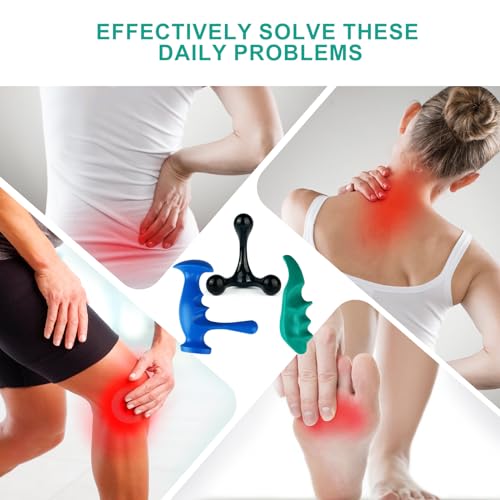 Massage Tool Set, Trigger Point Massage Tool Kit with Thumb Saver, Deep Tissue Manual Back Massager, Pressure Point & Muscle Knot Remover for Neck, Back, Shoulders, Legs