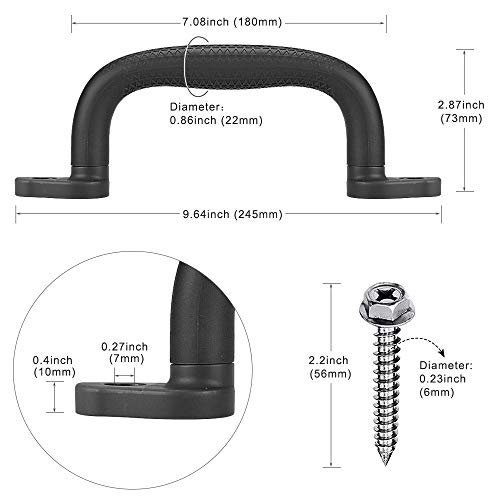 SELEWARE Black Playground Safety Handles 2Pcs Kids Playground Grab Handles | Non-Slip Durable Plastic Handle Indoor Outdoor Playset Handle for Playhouse, Treehouse, Climbing Frame, Jungle Gym, Swing Set - color: Black (2 Pack)