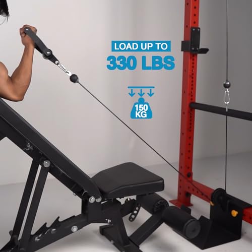 Cable Pulley System for Home Gym, Silent 360° Rotation Nylon Pulley Wheel with Detachable Traction Block LAT Pulldown & Weight Lifting Attachment for Strength Training Workouts - color: Cable Pulley Set (Pulley, 79in Cable, Strap, 2 Buckles)