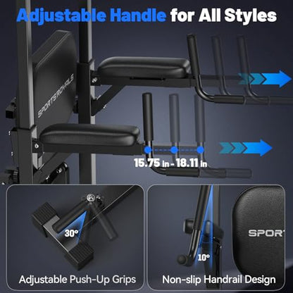 Sportsroyals Power Tower Pull Up Bar Station, 450LBS Stable Pull Up Dip Station for Home Gym Strength Training Equipment | FED Fitness - color: Multi
