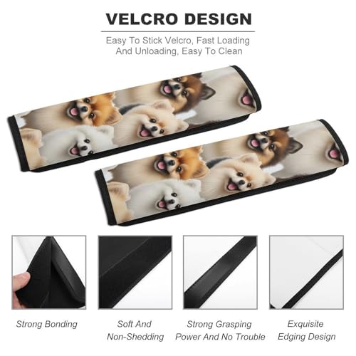 2PCS Pomeranian Dog Car Seat Belt Pad Universal Soft and Comfortable Harness Pads Strap for Kids, Car Seats Pushchair Strollers High Chair Pushchair - color: Pattern 754