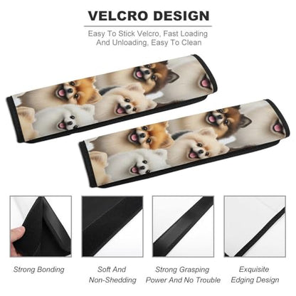 2PCS Pomeranian Dog Car Seat Belt Pad Universal Soft and Comfortable Harness Pads Strap for Kids, Car Seats Pushchair Strollers High Chair Pushchair - color: Pattern 754