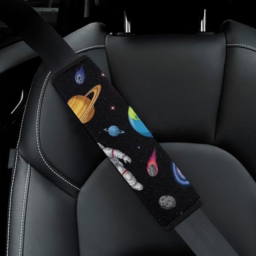 2PCS Space Planet Galaxy Astronaut Car Seat Belt Pad Universal Fit Seat Belt Covers Cushion for Kids, Car Seats Pushchair Strollers High Chair Pushchair, Easy Install (No Tool) - color: Pattern 336