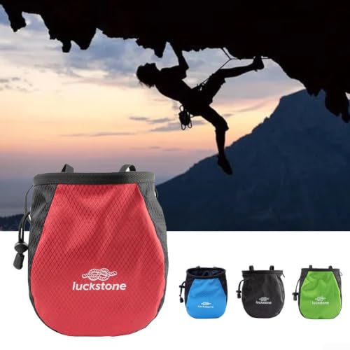 Portable Polyester Climbing Chalk Bag with Adjustable Belt and Fleece Lining for Magnesium Powder, Ideal for Rock Climbing and Weightlifting, Black/Red/Green/Blue, 12x8x16cm - color: Blue