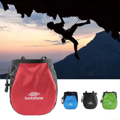 Portable Polyester Climbing Chalk Bag with Adjustable Belt and Fleece Lining for Magnesium Powder, Ideal for Rock Climbing and Weightlifting, Black/Red/Green/Blue, 12x8x16cm - color: Blue