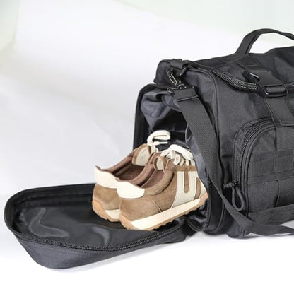 APRILBAY Duffel Bag – Heavy Duty Tactical Gym Bag for Men, Splashwater-Proof Weekender Travel Bag for Basketball, Football, Soccer, Hiking, and Hunting (Black) - color: Black