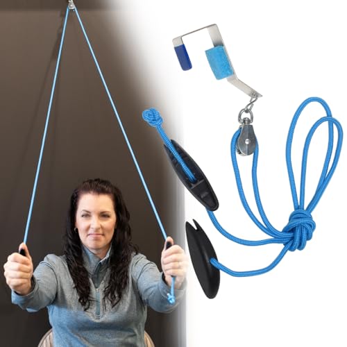 RangeMaster BlueRanger Over the Door Shoulder Pulley, Pulley for Physical Therapy, Aids Pain Free Range of Motion in Frozen Shoulder, Adjustable Cleated Handles, Metal Bracket (FSA/HSA) | Adjustable Cleated Handles | Physical Therapy Equipment | Supports