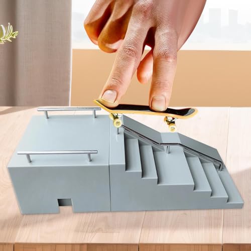 Simhoa Finger Skateboard Ramp, Mini Fingerboard Ramp, Plastic Skateboard Obstacle, Training Props for Finger Skill Development, Desk Skatepark Toy & Gift for Kids Teens Fingerboard Players, Stairs - size: Stairs