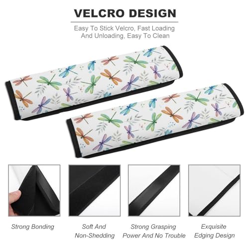 2 Pack Magical Dragonfly Floral White Seat Belt Shoulder Pad Breathable Shoulder Harness Cover for Child, All Vehicles, Neck and Shoulder Support - color: Pattern 419