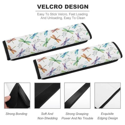 2 Pack Magical Dragonfly Floral White Seat Belt Shoulder Pad Breathable Shoulder Harness Cover for Child, All Vehicles, Neck and Shoulder Support - color: Pattern 419