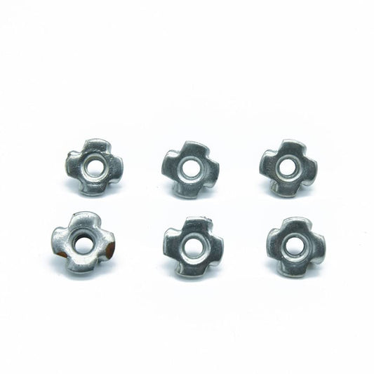 90PCS/Set T-Nuts Four Pronged T Nut M3 M4 M5 M6 M8 for Wood, Rock Climbing Holds, Cabinetry, with Storage Box, Zinc Plated Steel
