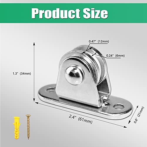 Small Pulley Block Silent Wall Ceiling Mount Pulley with Bearing Fixed Pulleys Wheel Loading 175 lb for Cord, Material Handling and Moving (2 PCS)