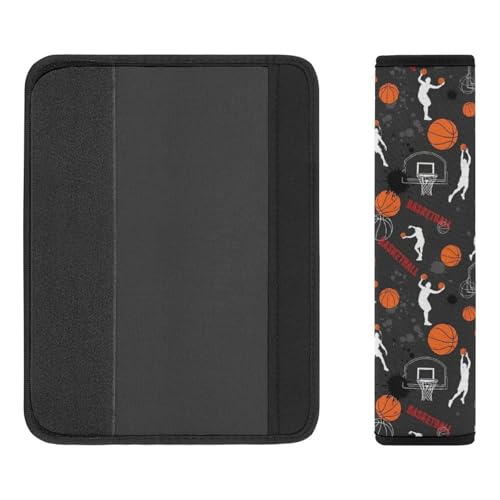 Soft Padded Car Seat Belt Pad for Child, Most Cars, 2 Piece Basketballs Seat Belt Cushion Comfortable Driving - color: Pattern 1101