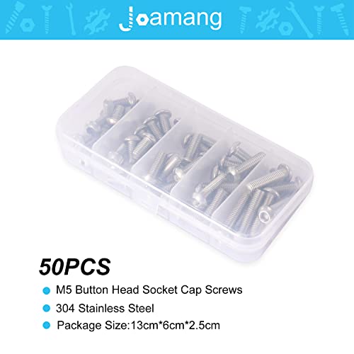 M5 x 10mm 14mm 18mm 20mm 25mm Button Head Socket Cap Screws Bolts, Stainless Steel 304, Metric Allen Hex Drive, Bright Finish, Fully Threaded, Assortment Kit 50PCS - size: Button M5x10-25 mm