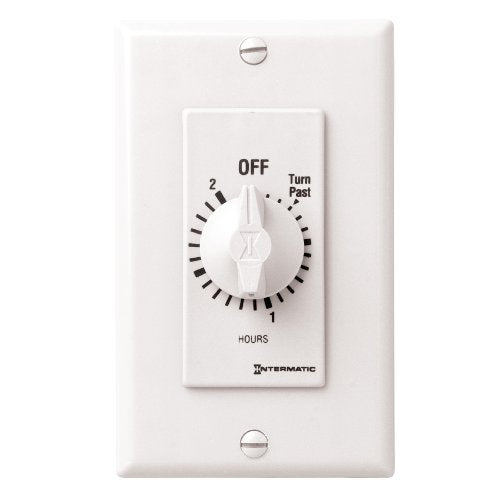 Intermatic FD2HW 2-Hour Spring-Loaded Automatic shut-off Wall Timer for Fans and Lights with Hold, White - color: White, size: 2-Hour, style: Without Hold on Timer