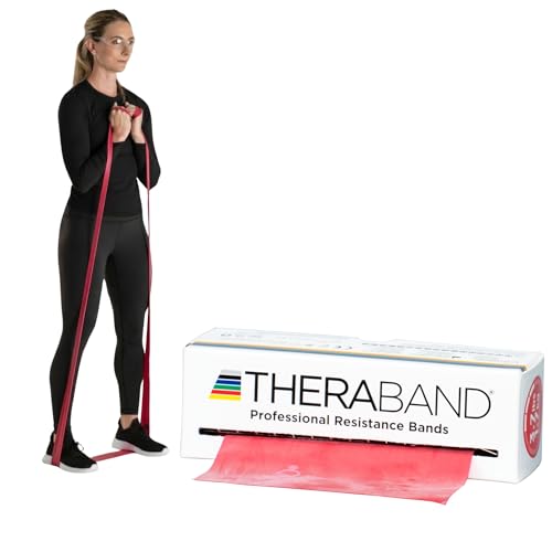 THERABAND Resistance Bands 6 Yard Roll, Red, Medium Latex Band for Strength Training, Upper & Lower Body Exercise, Physical Therapy, Core Workouts, Rehab & Home Fitness - color: Red - Medium