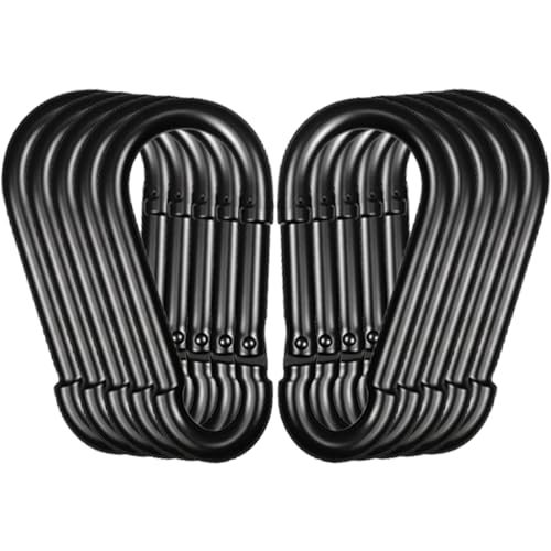 Heavy Duty Spring Snap Hook Carabiners, Galvanized Steel Quick Links, Spring Clips in Black & Silver, Multiple Sizes: 1.6Inch/2Inch/2.4Inch/3Inch/4Inch, for Swing Hammock Camping Keychain Outdoor - size: M10-10PCS, style: Black