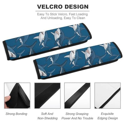 2 Piece Soft Padded Seat Belt Shoulder Pad for Adult Use, All Vehicles, Shark Art Automotive Seat Belt Protector, Easy Install (No Tool) - color: Pattern 549