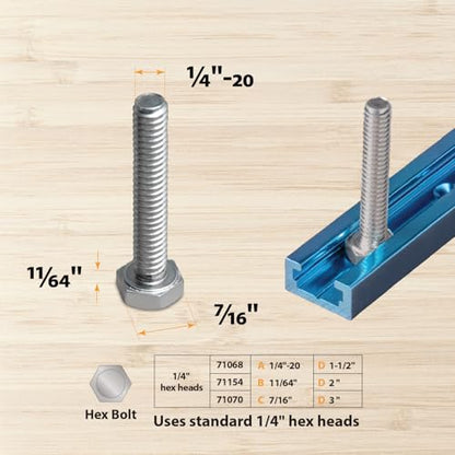POWERTEC 71158-P3, 6 Pack, 48 Inch Double-Cut Profile Universal T-Track with Predrilled Mounting Holes, Aluminum T Track for Woodworking Jigs and Fixtures, Drill Press Table, Router Table, Workbench - size: 48" T track, 6PK