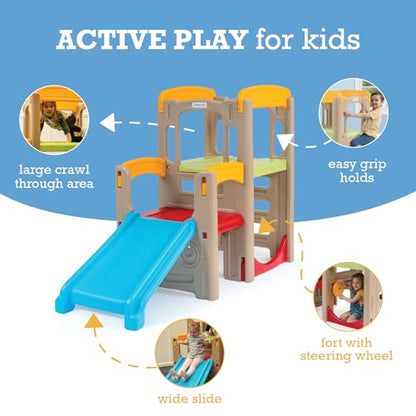 Simplay3 Young Explorers Adventure Climber and Slide - Indoor Outdoor Backyard Playset for Toddlers and Kids
